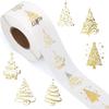 Gold Foil Design Christmas Stickers Roll Self-Adhesive Label Decals  Holiday Envelope