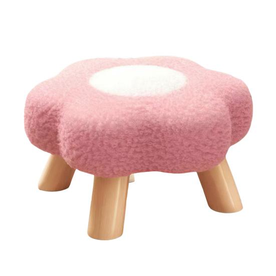 Цветочный табурет с деревянными ножками, подушка из облачного бархата, подставка для ног, табурет для гостиной, спальни, дивана, софы, под стол, мягкое сиденье, туалетный табурет