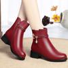 Women's Short Boots Velvet Flat Non-slip Leather Shoes Winter Flat-heeled Cotton Shoes