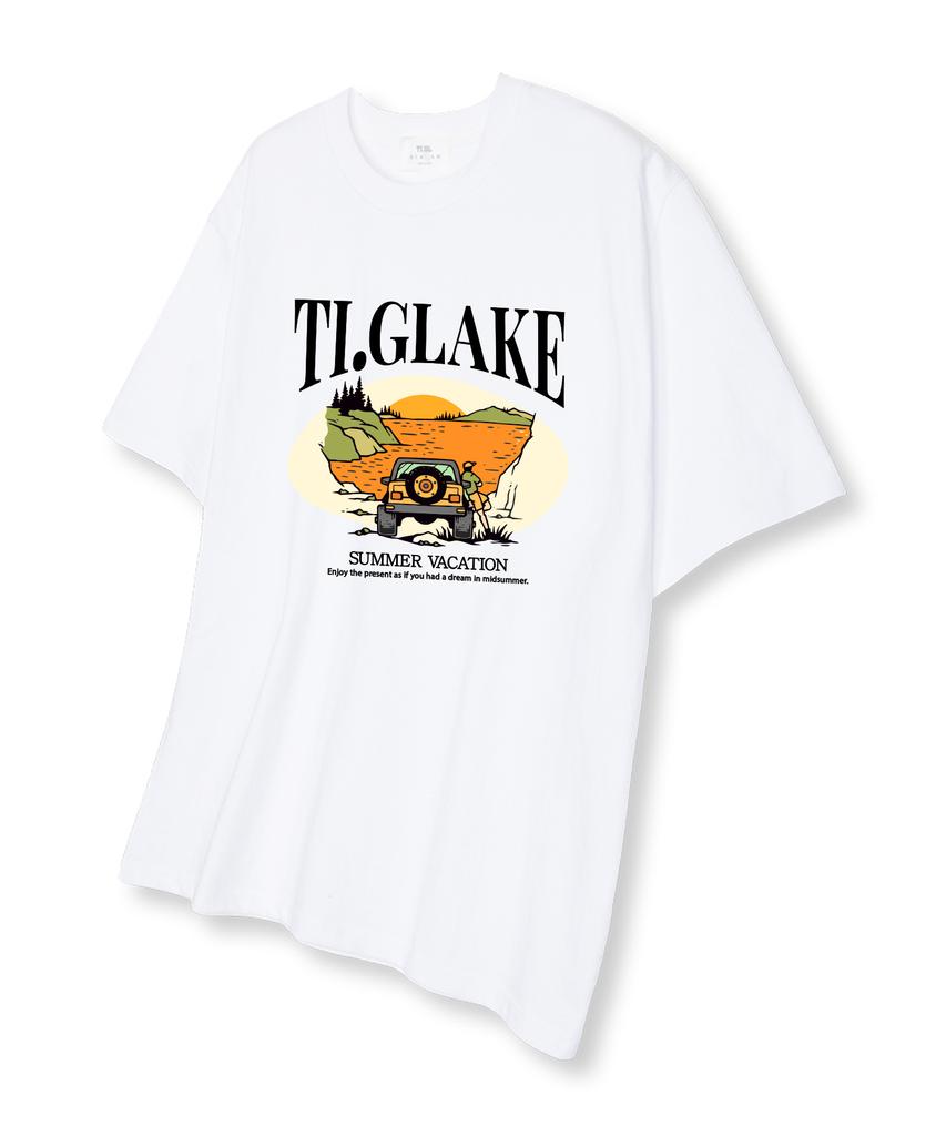 TI.GLAKE Sunset Offroad Oversized Short Sleeve T-Shirt White