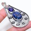 Подвеска из стерлингового серебра 925 пробы с натуральным драгоценным камнем сапфиром 2,56 дюйма i3A16