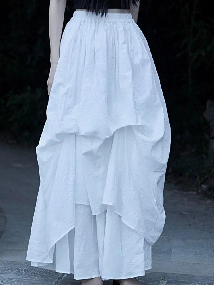 Johnature Осенняя женская юбка в китайском стиле, повседневная однотонная хлопковая винтажная юбка в стиле ретро