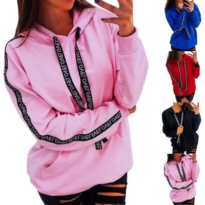 Женская мода повседневный пуловер с длинным рукавом и принтом с круглым вырезом и капюшоном