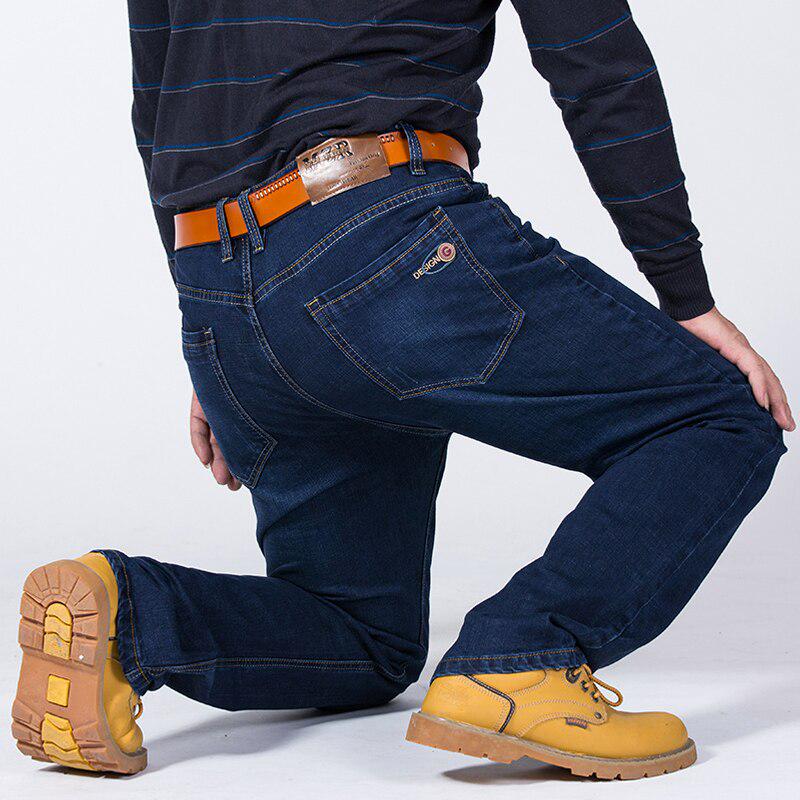 Large Size Men's Blue Loose Jeans Autumn and Winter Straight Denim Trousers Male Brand Pants