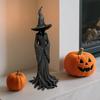 Halloween Tree Root Witch Statue Spooky Black Witch Figurine Resin Sculpture Home Office Holiday Party Decoration Ornament