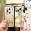Back Cover Wristband Phone Case For Tecno Spark30 4G/KL6 Fashion Design Kickstand Silicone Anti-knock Protective Flower