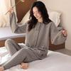 Пижама из воздушного хлопка женская весенне-осенняя утолщенная хлопковая с длинным рукавом межслойная домашняя одежда осень-зима для женщин среднего возраста