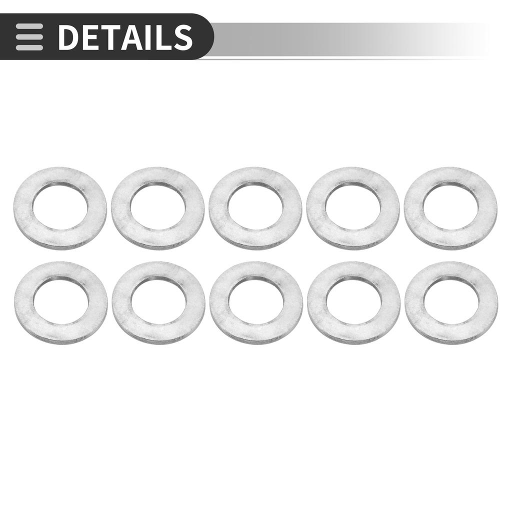 Motoforti Universal Flat Washers, 28mm Inner Diameter, 50mm Outer Diameter, 4mm Thick, Durable Stainless Steel, Silver Tone, 10-Pack