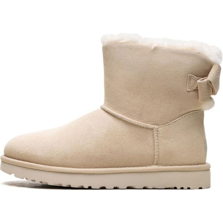 UGG Mini Bailey Suede Warm Durable Bow Versatile Short Snow Boots Women Boots Beige 1153514-CRM