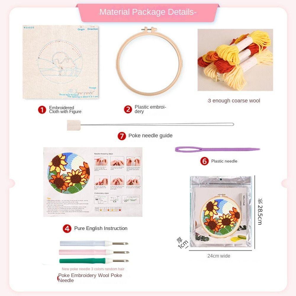 Handmade Punch Needle Set Flower Pattern Rug Punch Embroidery Starter Kit  Educational Toys