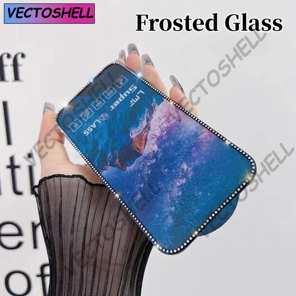 Новое закаленное стекло с алмазным покрытием для iPhone 16 15 14 13 12 11 Pro Max 3D стереоскопическое с алмазной инкрустацией Антишпионское матовое стекло X