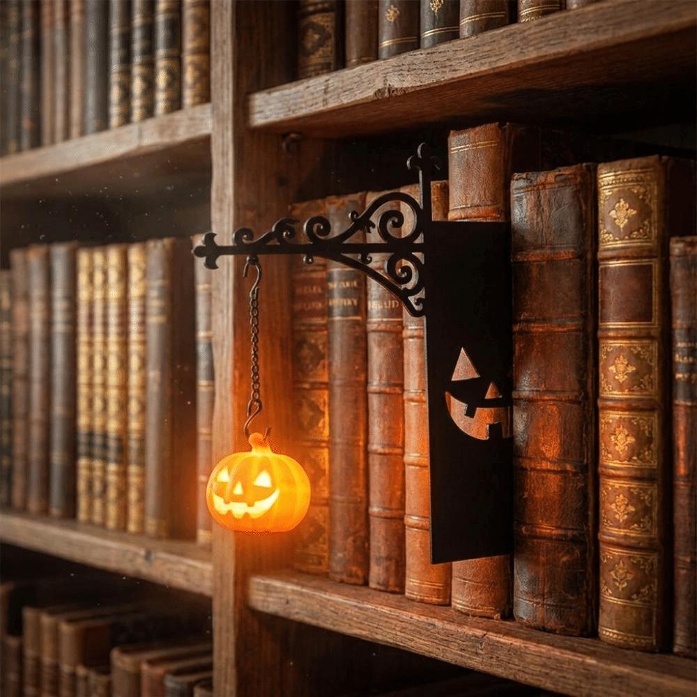 Wall Mounted Halloween Bookshelf Lamp Pumpkin Pendant LED Library Lantern Office