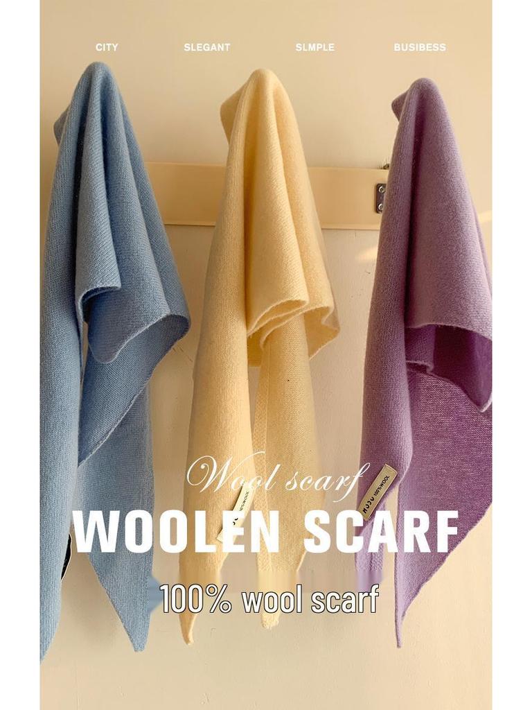 Женский вязаный треугольный шерстяной платок-шаль - Осенне-зимний многофункциональный теплый головной платок