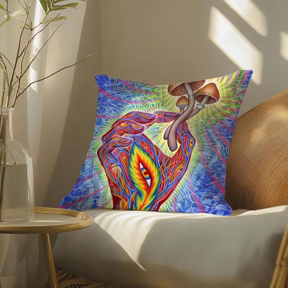 Alex gGrey art Pillow Case DoubleSided Plush Sofa Cushion Covers Organic Breathable Invisible Zipper