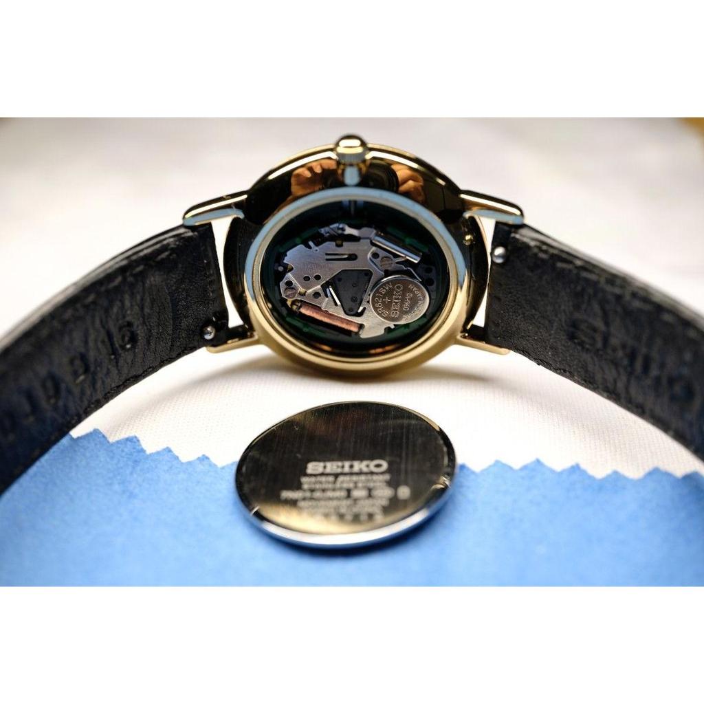 Б/у [В рабочем состоянии] SEIKO коричневый кожаный кварцевый наручный часы золотой корпус OMEGA