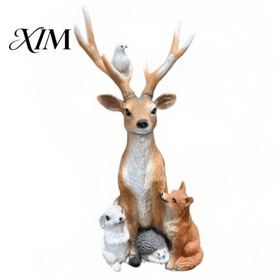 Resin Elk Rabbit Hedgehog Fox Figurines Forest Deer Small Animal Statue, Figurine with Stable Base Exterior Yard Decor Hedgehog, Outdoor Waterproof