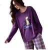 Langsha Women's Spring Autumn New Pure Cotton Antibacterial Mite-Resistant Comfortable Soft Cute Loose Long Sleeve Pajama Set