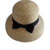 Hepburn Wind Bow Lampshade Straw Straw Straw Hat Women'S Summer French Sunscreen Face Cover Vacation Travel Sun Hat