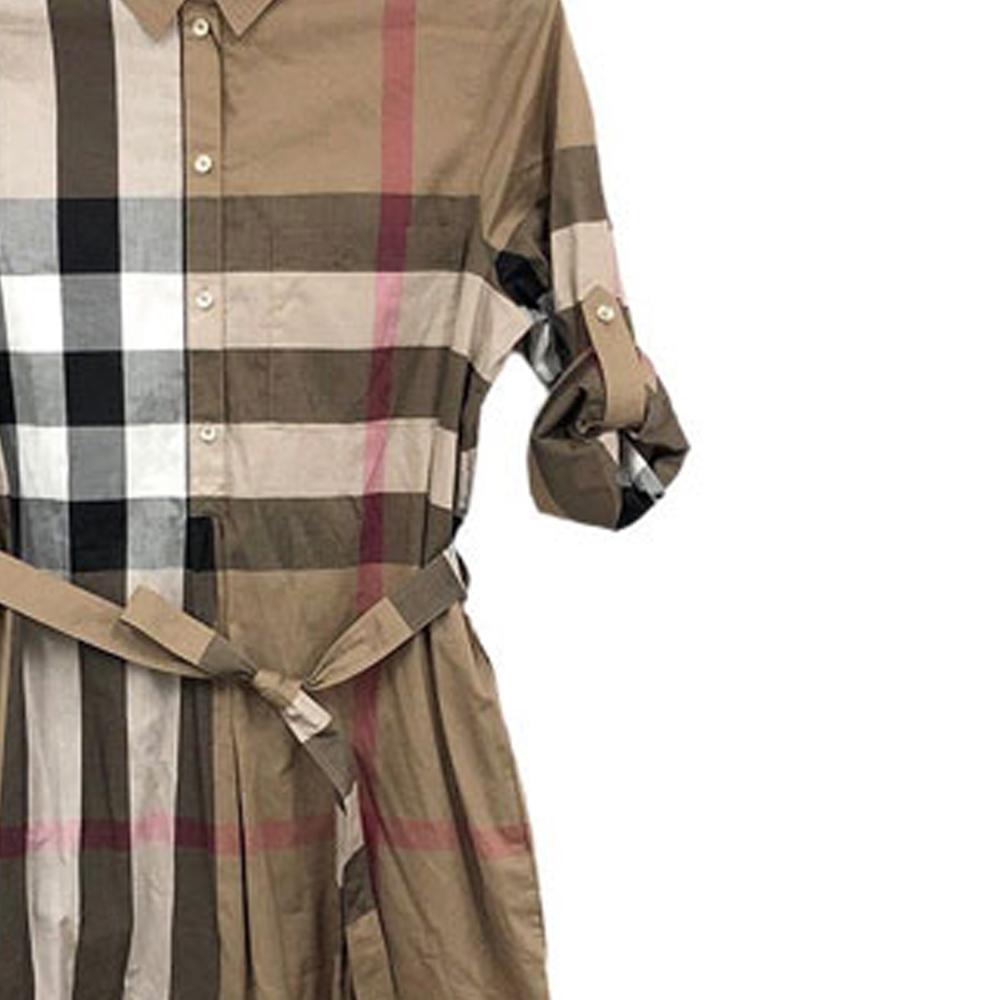Burberry Женское клетчатое платье SS22, коричневое, артикул 80529281