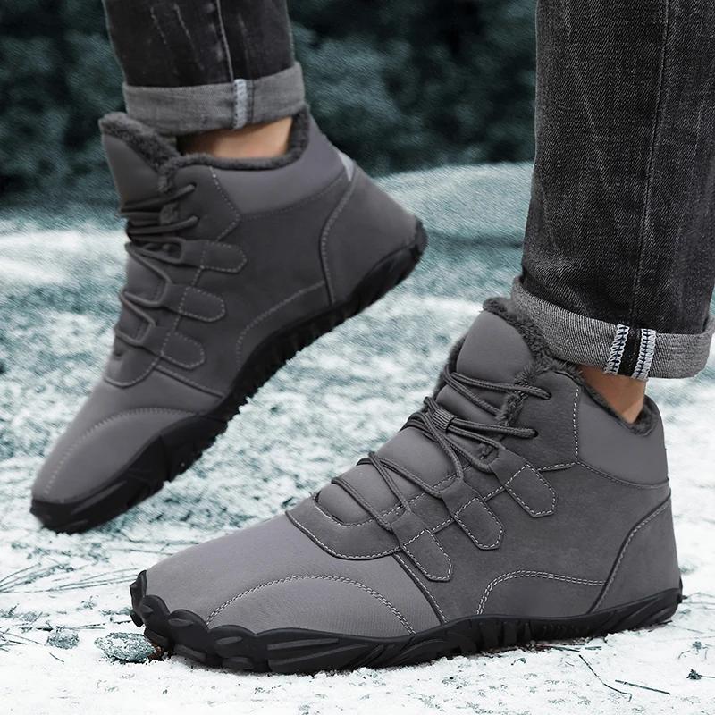 Fashion 2024 Winter Booties Men Snow BareFoot Casual Shoes Outdoor Work Shoes Ladies Warm Fur Men Ankle Shoes Male Snow Boots Plus Size