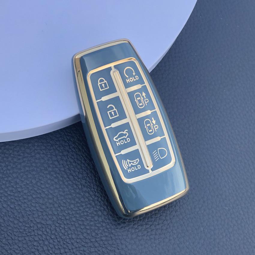 Автомобильный TPU чехол-держатель для ключей Hyundai Genesis GV70 GV80 GV90 2020 2021 2022 Ободок-кольцо для корпуса ключа Защитные аксессуары