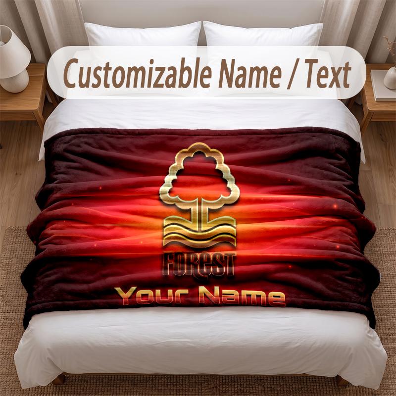 Nottingham Forest Printed Flannel Blanket Custom Name Text Soft Warm Throw For Bedroom Holiday Gift
