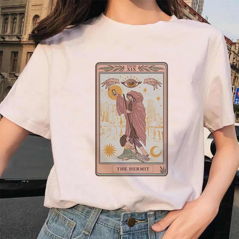 Womens Tarot Card Flower Funny Time Ladies Cartoon Fashion Short Sleeve Summer Printed Tshirt Womens Tshirt Top Pattern