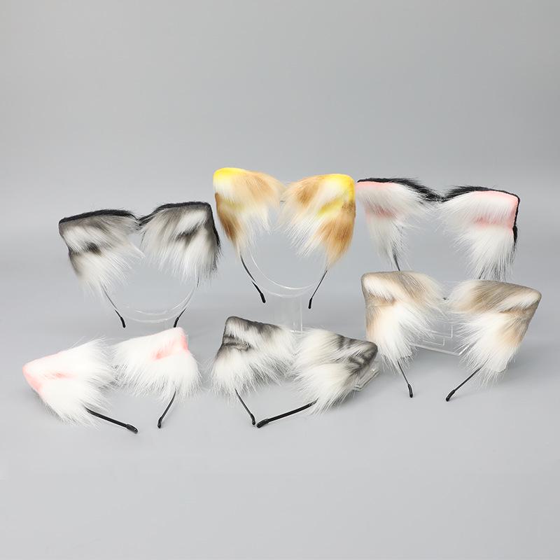 Повязка на голову с плюшевыми кошачьими ушками ручной работы для косплея - аксессуары для волос с ушками животных для костюмов и реквизита