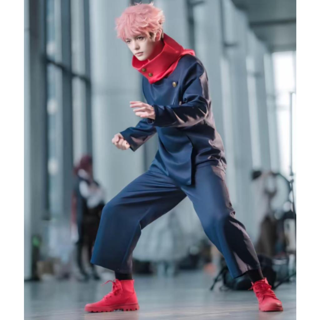 Anime Tokyo Itadori Yuji Cosplay Costume with Hooded Pants For Halloween Outfit School Carnival Uniform