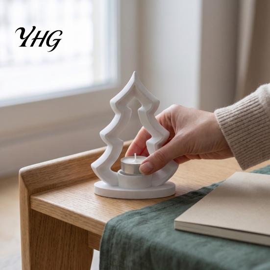 Decorative Tea Light Stand Christmas Tree Candle Holder, 3D Printed Tealight Stand, Rustic Table Decoration for Farmhouse Dining Centerpiece