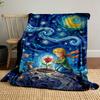 A swirling starry night sky with a rose under a glass dome on a planet. for all seasons blanket lunch break throw gift