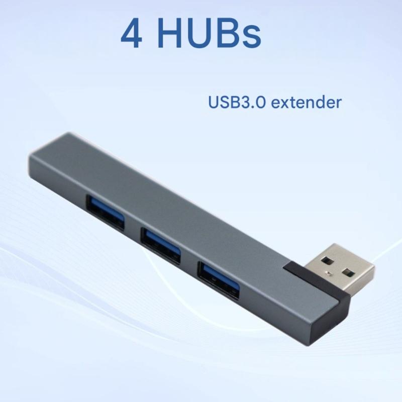 Алюминиевый 4-портовый USB-разветвитель с USB-коннектором под углом 90 градусов, экономичный удлинитель для ноутбука, ПК, консолей