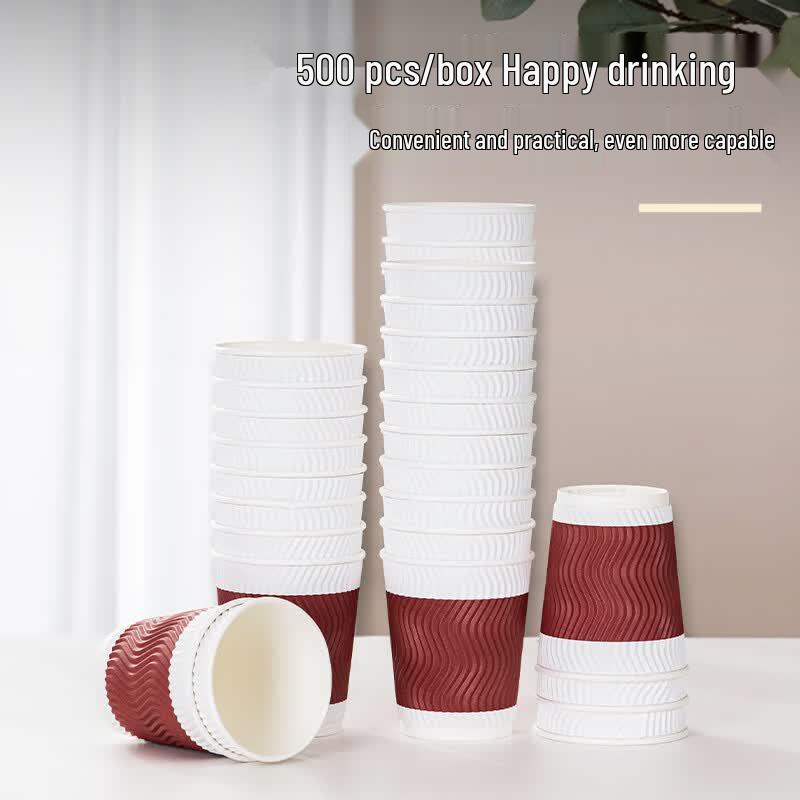 Deli 280ml Thickened 3-Layer Disposable Cups