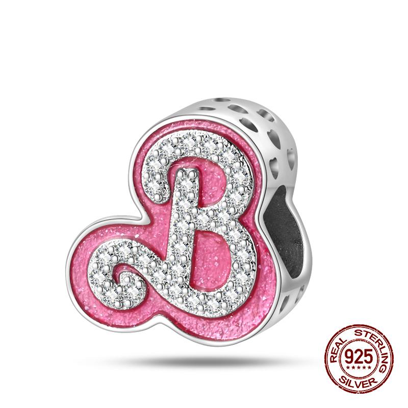 100% стерлингового серебра 925 пробы модные принцессы розовые банты подвески бусины подходят 925 оригинальные браслеты DIY ювелирные изделия подарки на годовщину