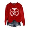 Women's Fashion Round Neck Pullover Top Long Sleeve Tee Printed Sweatshirt
