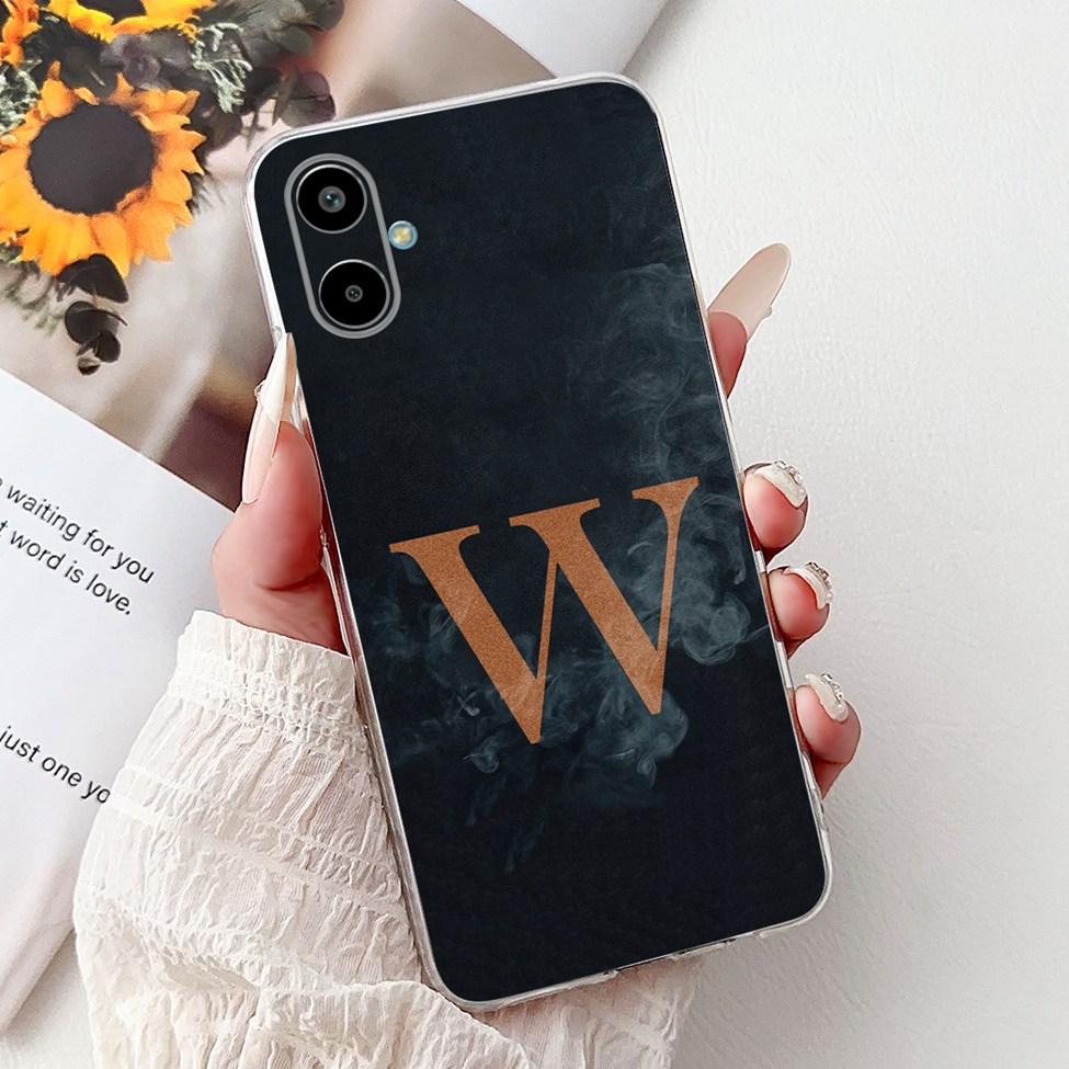 For Samsung F06 5G SM-E066B Case For Samsung Galaxy F06 5G Cover Transparent Luxury A-Z Letters Fashion Flower Crown Soft Bumper