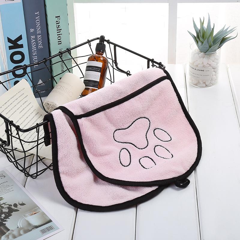 1 шт. Полотенце для купания питомца, Сверхвпитывающее, Быстросохнущее, Мягкое, Дизайн перчатки для рук, Ассорти цветов с отпечатком лапы, Салфетка для мытья питомца