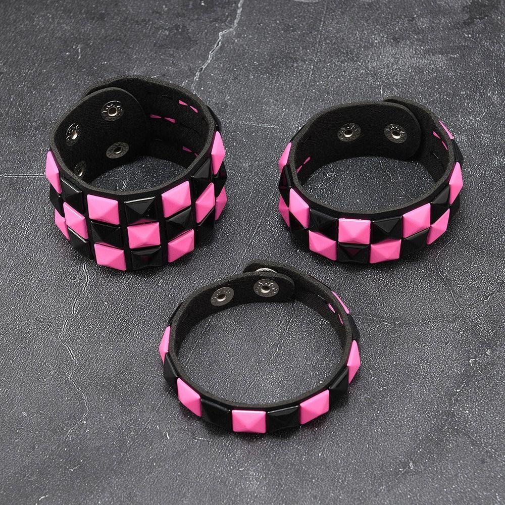 Vintage Big Wide Bracelet Contrasting Gothic Punk Bracelet Rivets Leather Wristband  Male Female
