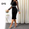 Diva Sexy Women See Through Sheer Long Sleeve Shiny Sequin Office Party Bodycon Dress
