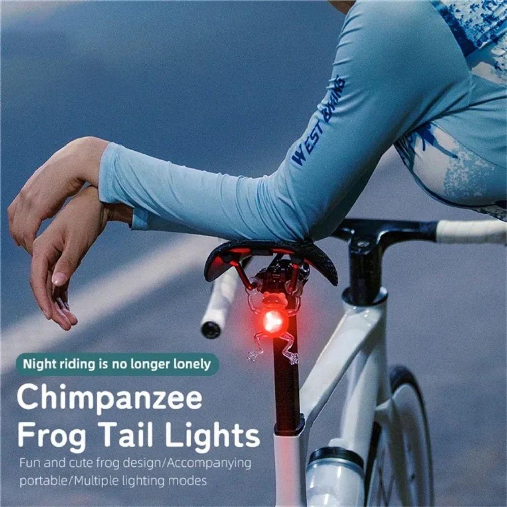 IPX6 Waterproof Frog Shape Bike Tail Light Multiple Modes LED Cycling Light Cycling Equipment