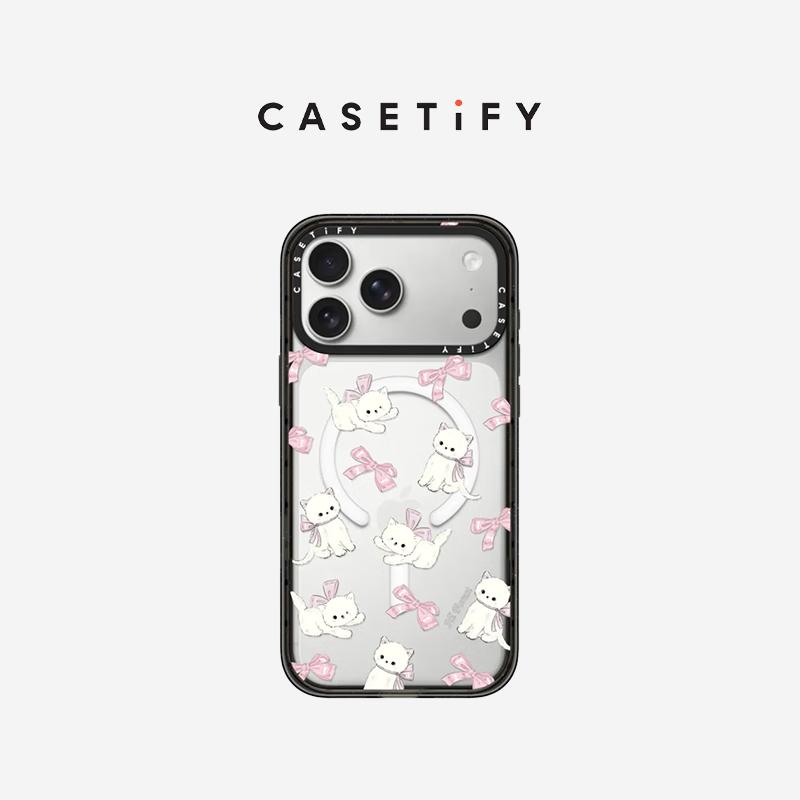 CASETIFY Серия Forest Morning Чехол для телефона с бантом и кошкой, противоударный