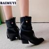 Women Ankle Boots High Heels Pointed Toe Brand Shoes 2025 Trend Sexy Chunky Designer Chelsea Boots Winter New Pumps Mujer Botas