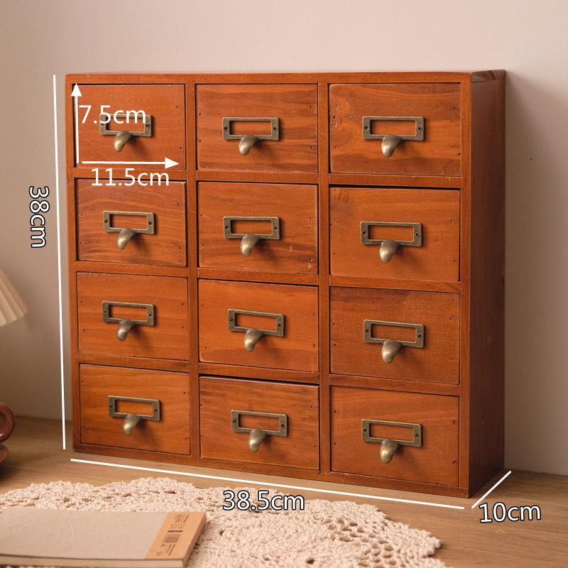 Ящик для хранения Zakka Retro из массива дерева с девятью ящиками