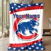 Chicago Cubs Custom Flannel Throw Blanket Print Your Name Text Soft Warm Blanket Holiday Present