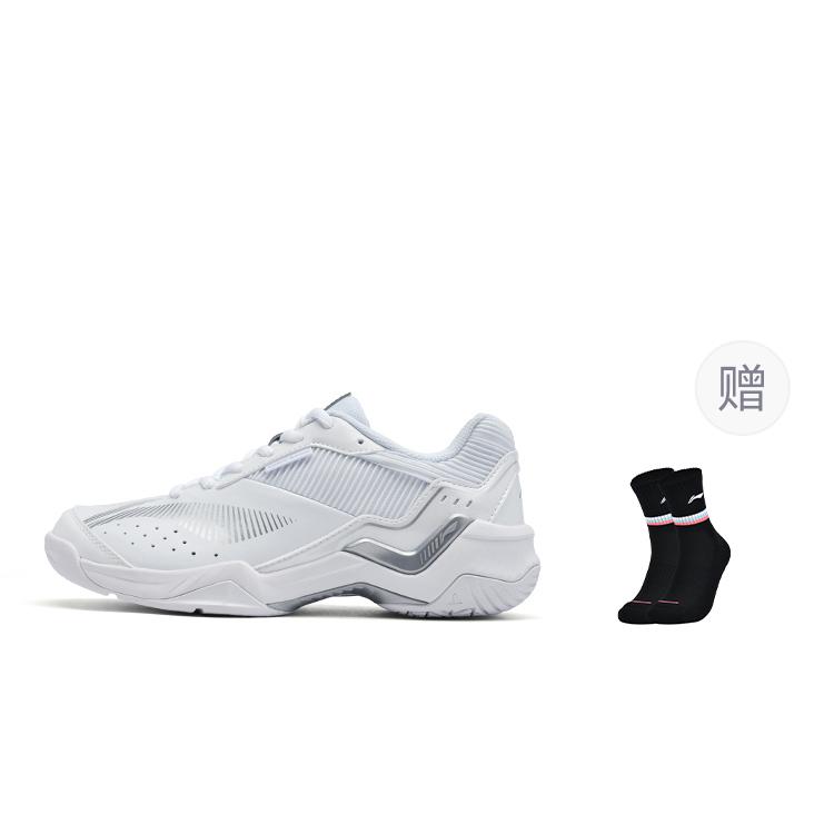 Li Ning Thunder Sonic Boom Амортизация Скользкая подошва Дышащие Низкие Бадминтонные кроссовки Унисекс Белый Серебристый AYTV005-4