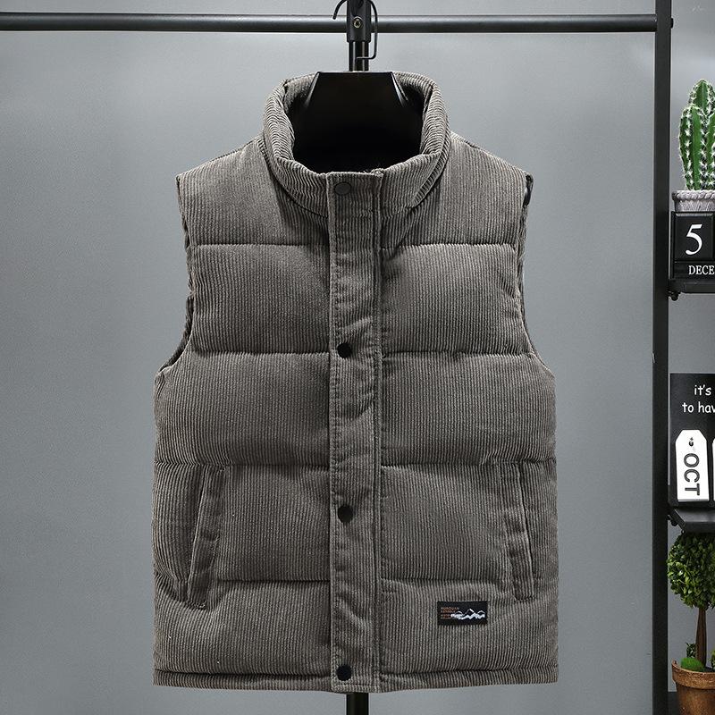 Corduroy Men's Vest, Down Cotton Vest, Autumn and Winter Waistcoat, Men's Thickening