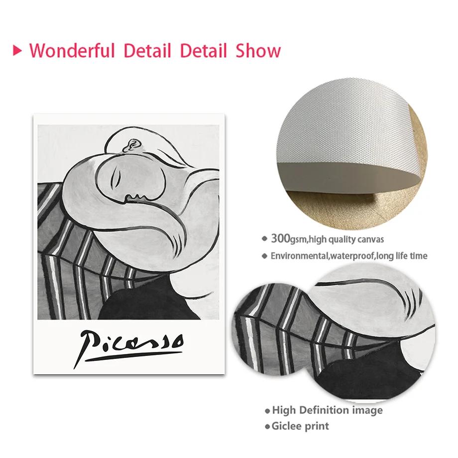 Абстрактная линия Женское лицо Птица Собака Пикассо Настенное искусство Фреска Холст Живопись Постеры и Принты Настенные картины для декора гостиной