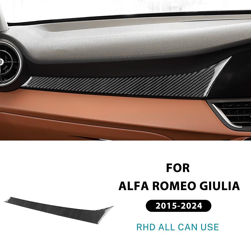 Carbon Fiber Modified For Alfa Romeo Giulia 15-25 Car Center Console Dashboard Co-pilot Panel Trim Stickers Interior Accessories