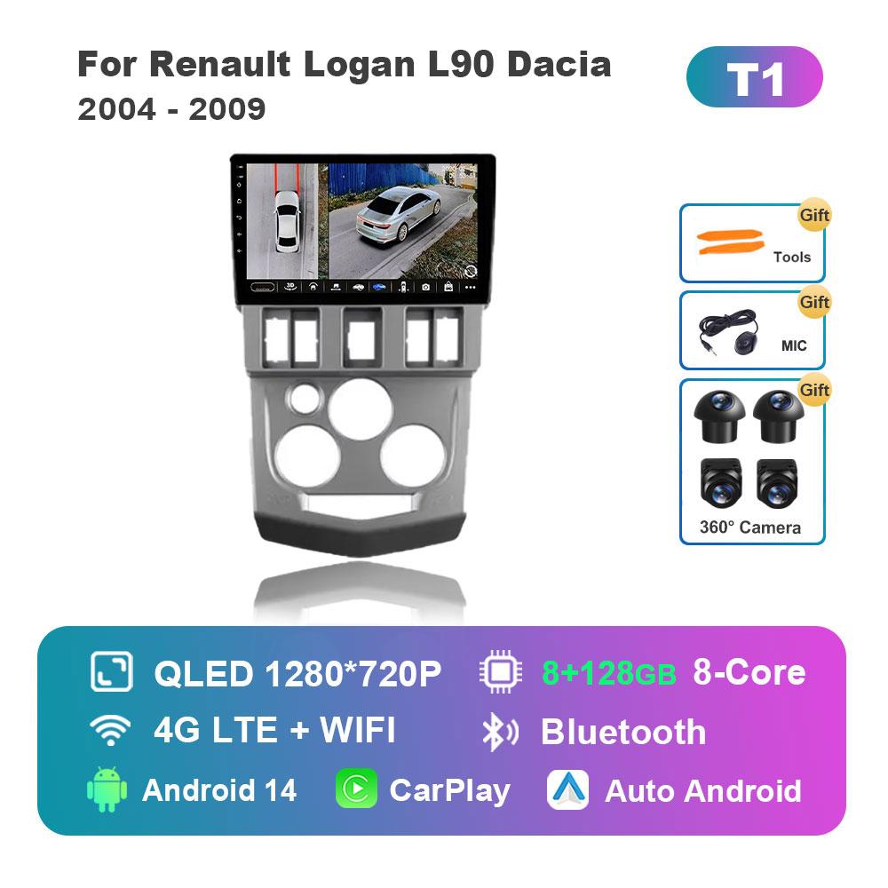 Автомобильный видео-мультимедийный проигрыватель DSP Stereo для Renault Logan L90 Dacia 2004 - 2009 Android 14 GPS Navi WiFi IPS Экран 4G Bluetooth