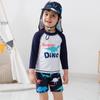 Kids' Boys' Cartoon Swimsuit Set - Split Design with Long & Short Sleeves